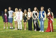 La Conner high school's homecoming court at midfield.